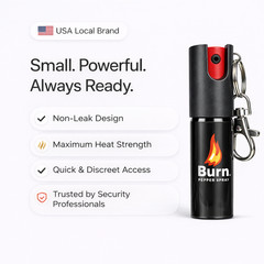 4 Pack Burn Pepper Spray Keychain – Police Strength OC with UV Dye & Safety Lock