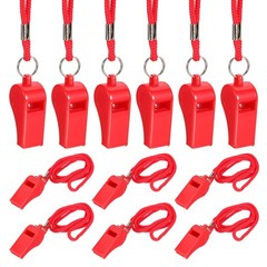 Plastic Whistles with Lanyard, 12 Pcs&Red-Fitting for (Coaches/Referee)