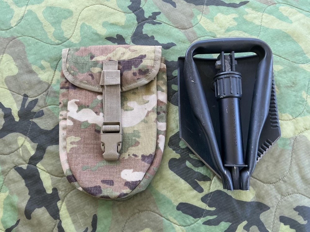 2011 Army Military Surplus Entrenching E Tool Shovel & Multicam Pouch Carrier GI