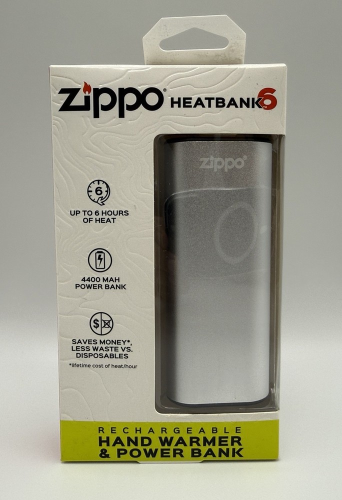 Zippo~ Silver Heatbank 6, Rechargeable Power Bank & Hand Warmer F21 (New Sealed)