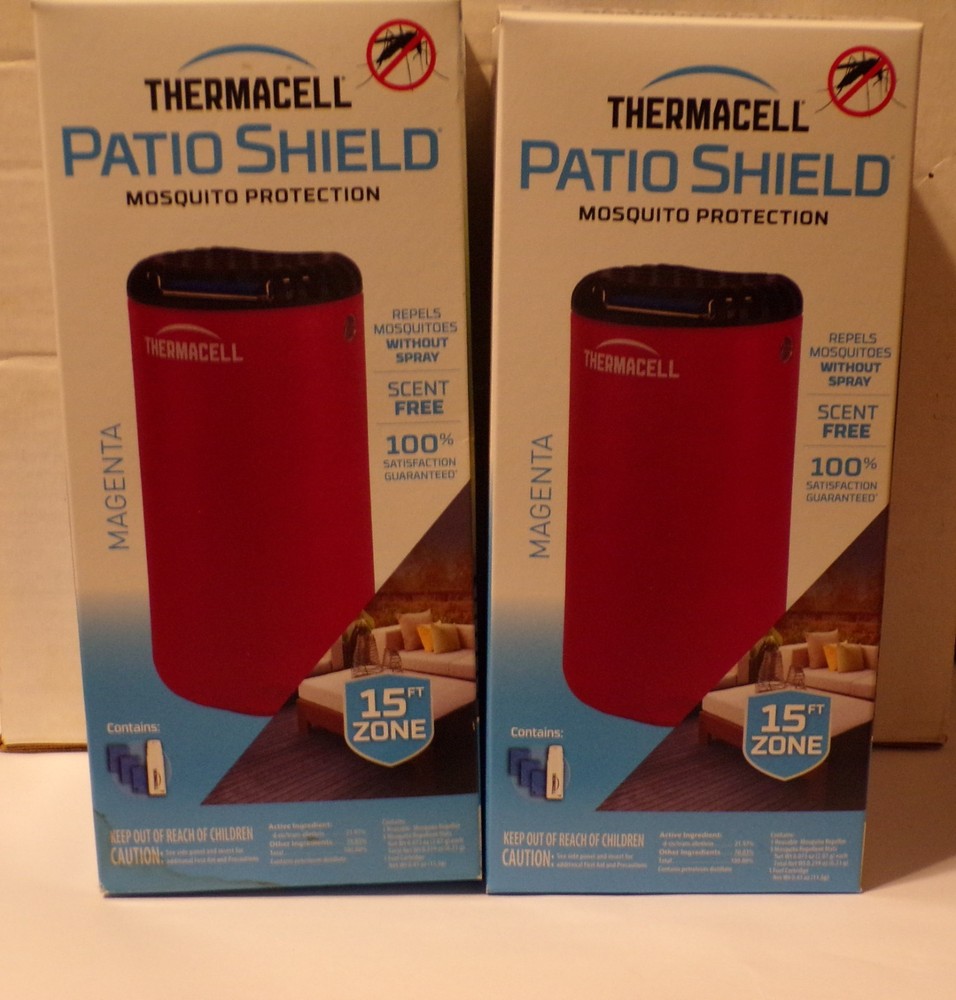 TWO Thermacell Patio Shield Mosquito Repeller 15 Ft Protection Red