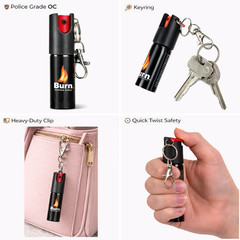 Lot of 6 BURN Pepper Spray 1/2oz Keychain Unit Safety Lock Self Defense Security