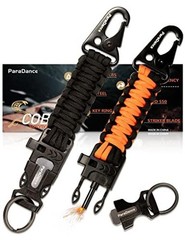 Survival Keychain Fire Starter w/Flint 2pcs, 1 X Black & 1 X Black Orange