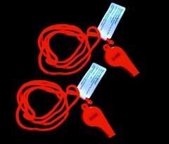 2 PACK Shoreline Marine Safety Whistle with Lanyard -Safety Bright Orange,Hi Vis