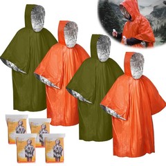 4 Piece Emergency Survival Poncho, Emergency Rain Poncho, Rescue Blanket Bivouac Bag, Emergency…