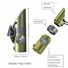 Emergency 7-in-1 Survival Whistle Kit:120dB Loud Safety Whistle with