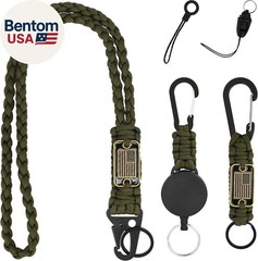3 Pcs Paracord Lanyard Set with Retractable Keychain – Long & Short Heavy Duty L