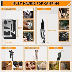Survival Kit, Gifts for Men Women Teen Boys, Includes 252pcs Green