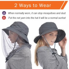 Outdoor Mosquito Head Face Net Hat Sun Bee Insect Bug Protection Hidden Mesh Cap
