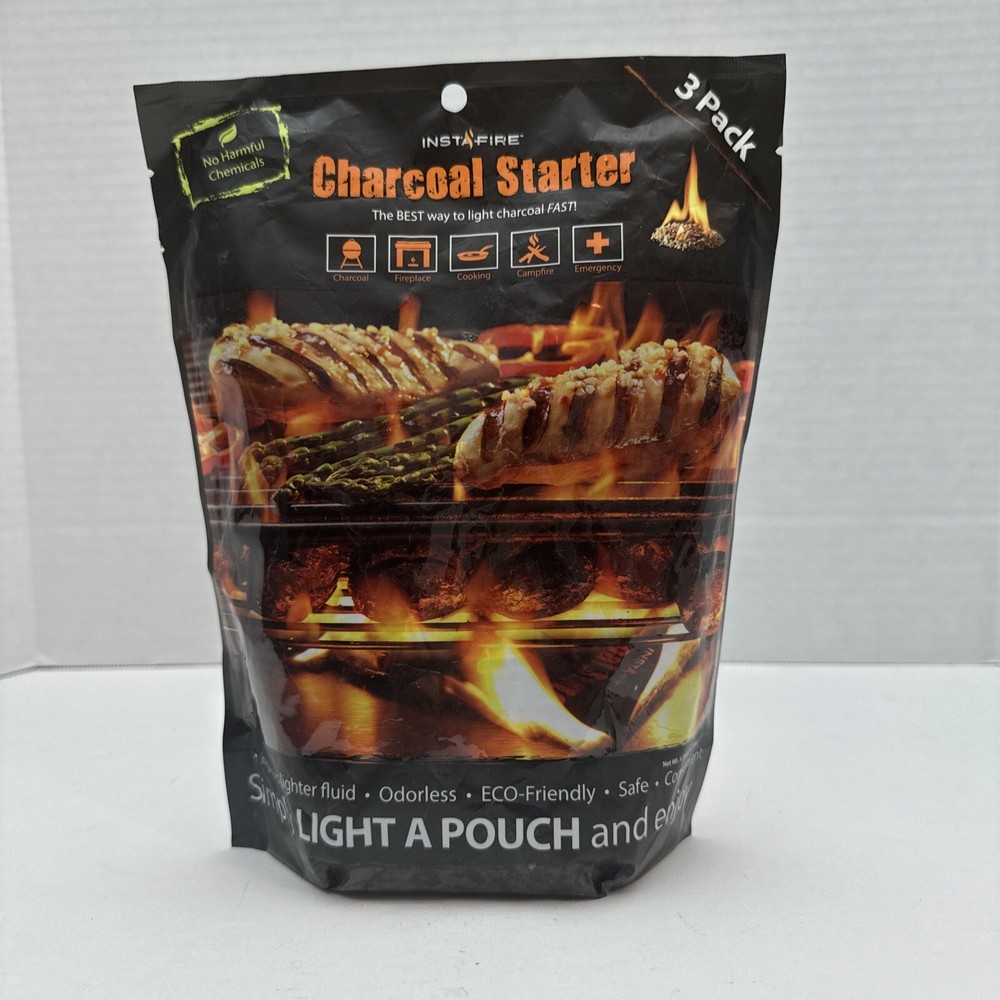 Chemical Free Charcoal Briquette Fire Starter Pouches for BBQ Grill Smoker – 3PK