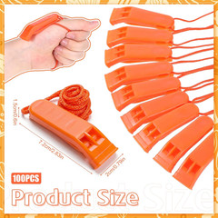 100 Pcs Emergency Whistles with Lanyard Safety Floating Plastic Whistle Survi…