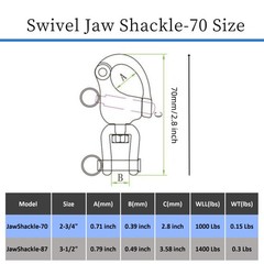 Pair of 2-3/4″ Jaw Swivel Snap Shackle 316 Stainless Steel Metal Clasps，Quick…