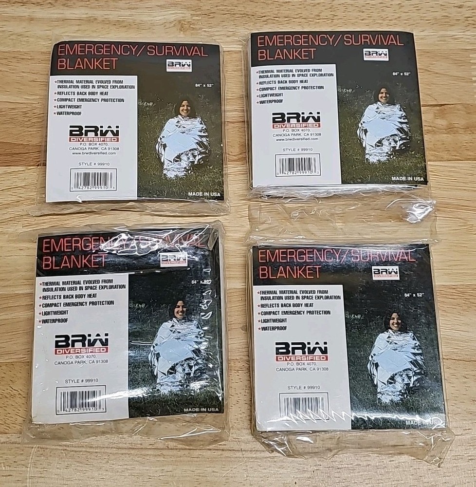 Lots of 4. 8. ot 12 BRW Emergency Survival Blankets 84″x52″ Original Packaging