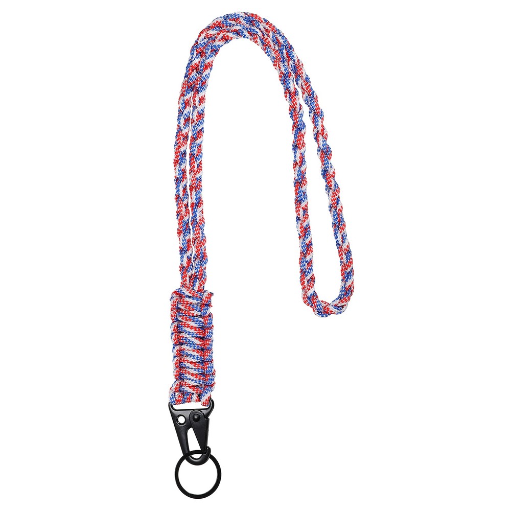 Heavy Duty Braided Paracord Lanyard, Red White Blue