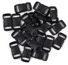 3/4 Inch, 25 Pack Black Plastic Side Release Buckle for Paracord Bracelets (3/4″