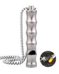 Titanium Pill Holder Necklace Whistle Mini Keychain Nitro Pill Case Silver