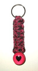 One Paracord 550 Keychain with Glass Heart Dragon Eye Charm