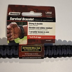 LARGE Survival Bracelet Military Grade Nylon Paracord 7’ Rope Black/Blue Hiking
