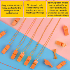 5 Pcs Referees Loud Plastic Emergency Whistle with Lanyard for Outdoor Activitie