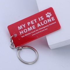 Pet Emergency Wallet Card Pet are Home Alone Alert Keychain