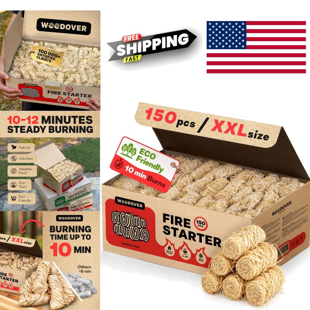 Effortless Fire Starters 150 Pieces Ideal for Fireplaces and Outdoor Adventures
