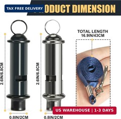 Emergency Whistles 2 Pack, 120dB Pealess Solid Iron Safety Whistles with Nylon L