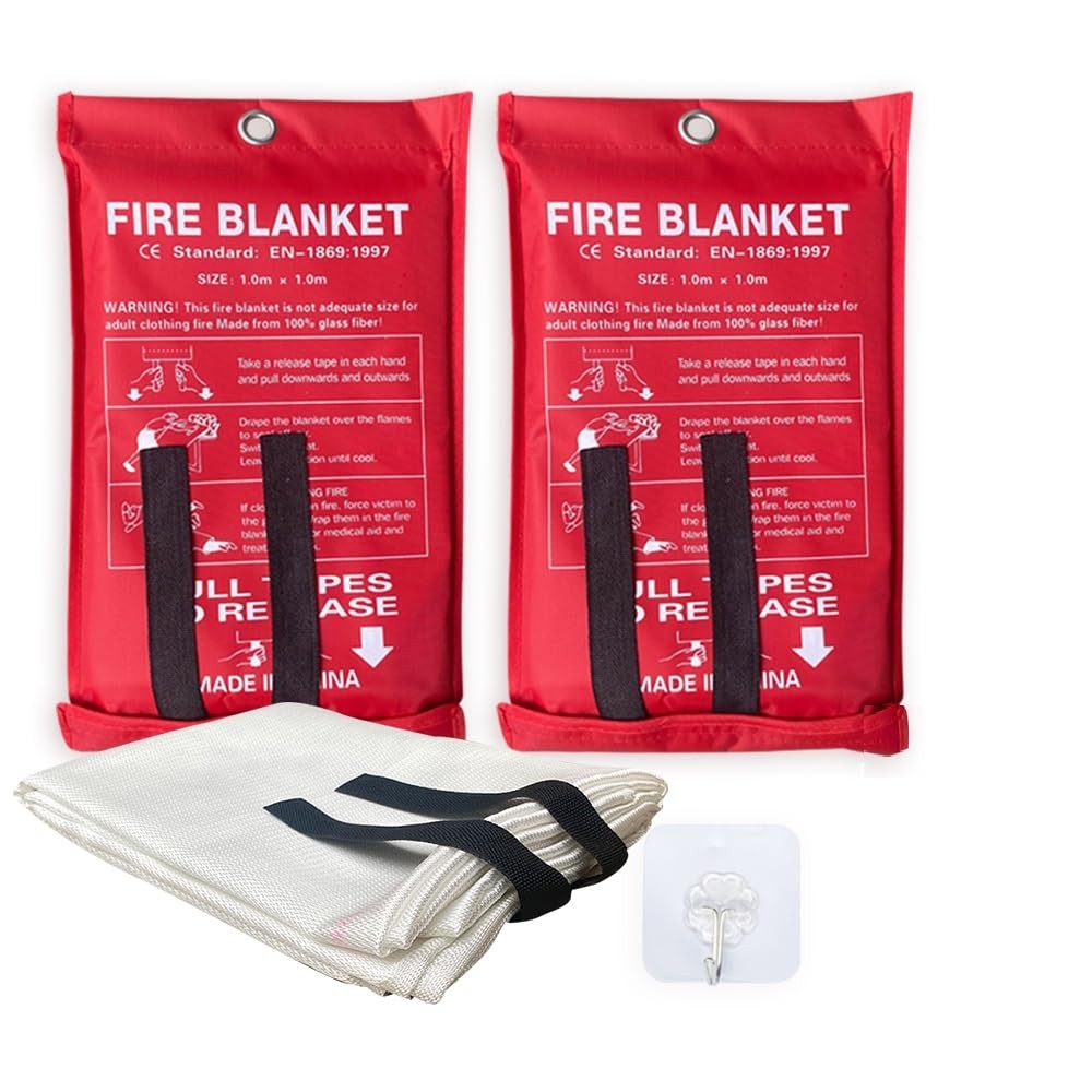 Leberna Emergency Fire Blanket 2 Pack 40″ x 40″ Fiberglass Fireproof