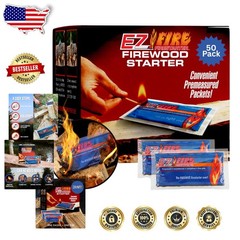 Durable 50 Pack Fire Starters: All-Natural Wood, Waterproof, Fast Light