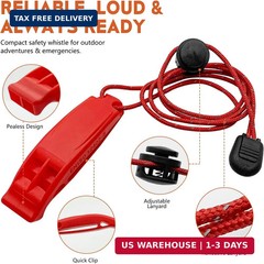Emergency Survival Whistles, 2 Pack Double Tube Waterproof Safety Whistle with L