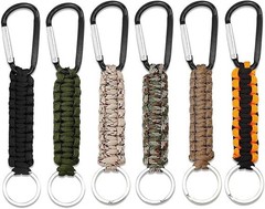 6Pcs Paracord Keychains with Carabiner, Braided Lanyard Hook Clip for Keys