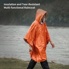 Reusable Mylar Thermal Blanket Poncho Emergency Survival Rain Camping Gear 1PC.