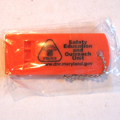 Boat Whistle Keychain Bright Orange Safety Education Outreach MD DNR Police New