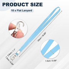 10Pcs 16.9″ Polyester Flat Lanyard with Lobster Clasp for Keys, Sky Blue