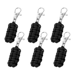 Paracord Zipper Pull, 80 mm Length for Backpacks – Cylinder (6 Pack, Black)