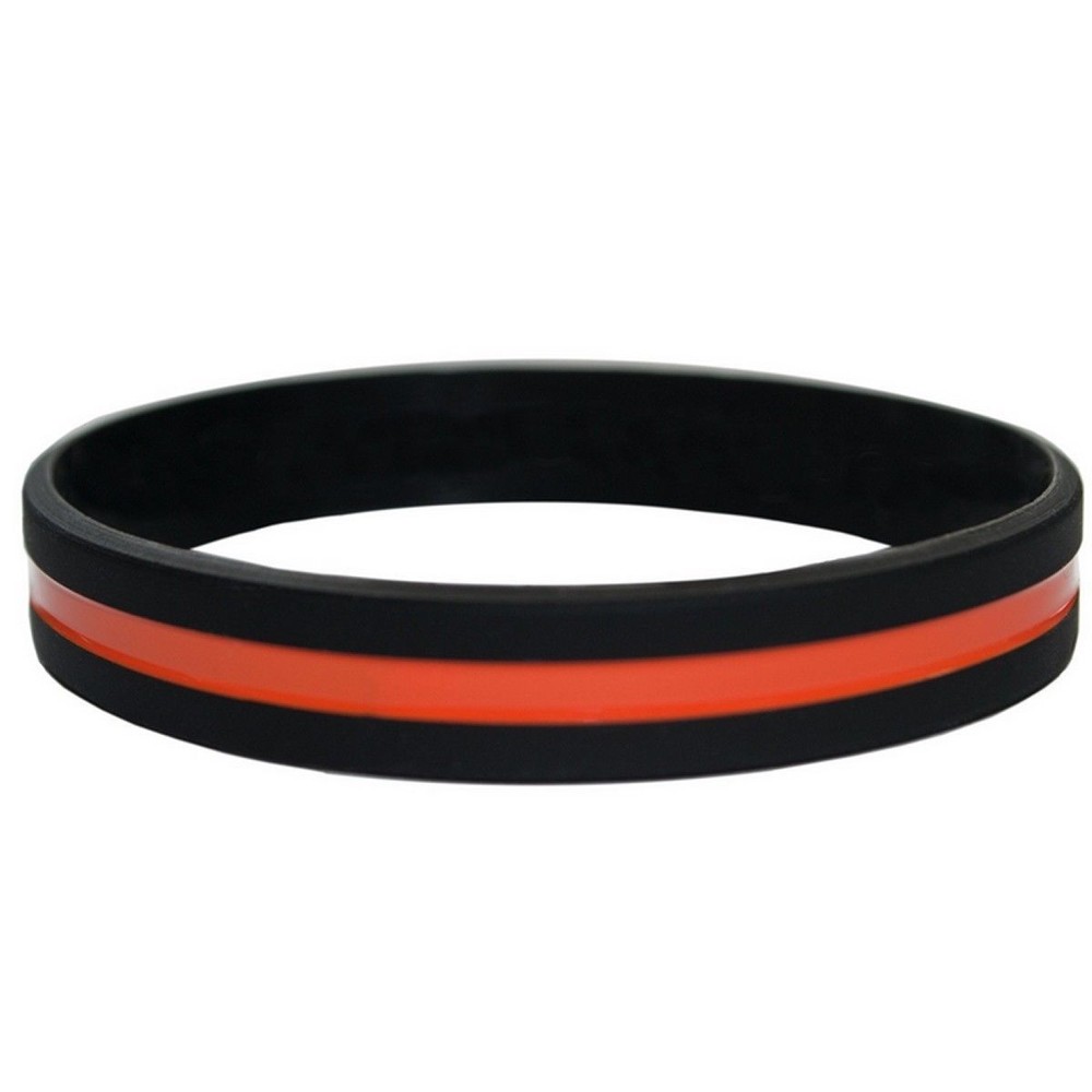 Thin ORANGE Line Silicone Wristband Bracelets Search & Rescue Personnel Lot