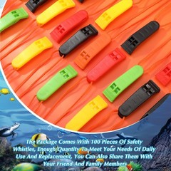 Sotiff 100 Pieces Emergency Whistles with Lanyard Safety Survival Whistles Lo…