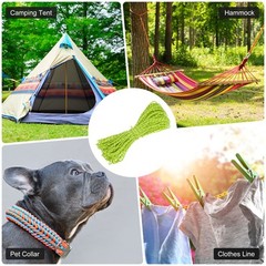 1PCS 2 mm 98FT Reflective Guyline Camping Paracord 3 Strands, Fluorescent Green