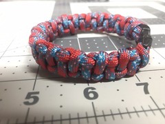 Paracord Bracelet Red White Blue Cord With Black Buckle
