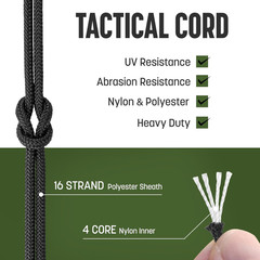 2.4Mm Paracord 275LBS 100FT Rope Cord – 4 Strand, Nylon & Polyester, Abrasion Re