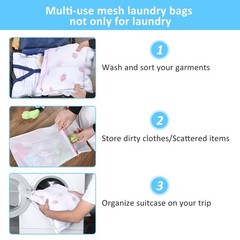 GOGOODA Mesh Laundry Bags for Delicates 1XXL, 1XL,1L,1M,1S,2 bra bags, White