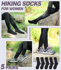 DYW Merino Wool Hiking Socks for Women Men Thermal Warm Winter Medium, Black