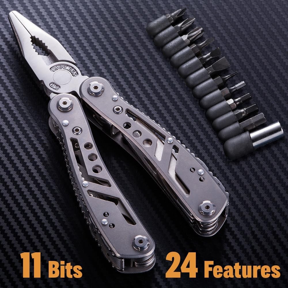 Heavy Duty Light Weight Multi Function MultiTool – Survival and Camping + Pouch