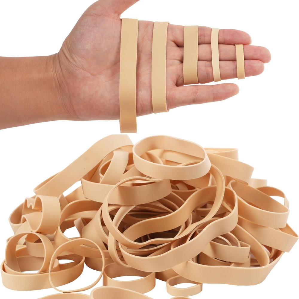HAIDIBAO-Rubber Bands Assorted Sizes 65Pcs Beige Mixed Wide Elastic