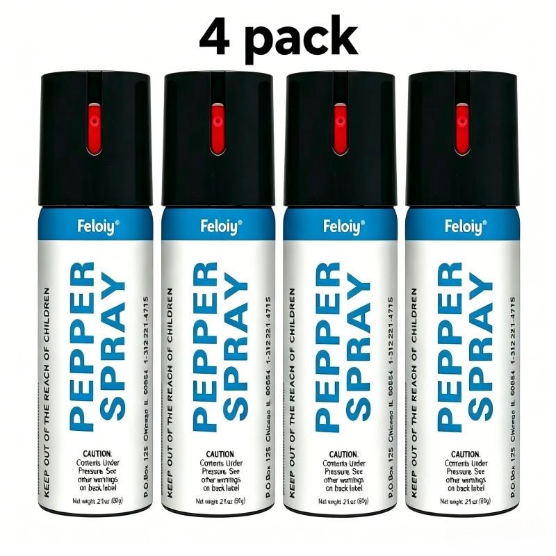 4 Bottles Feloiy Pepper Spray 2 Oz Inert Water Based Formula 16 Foot Range