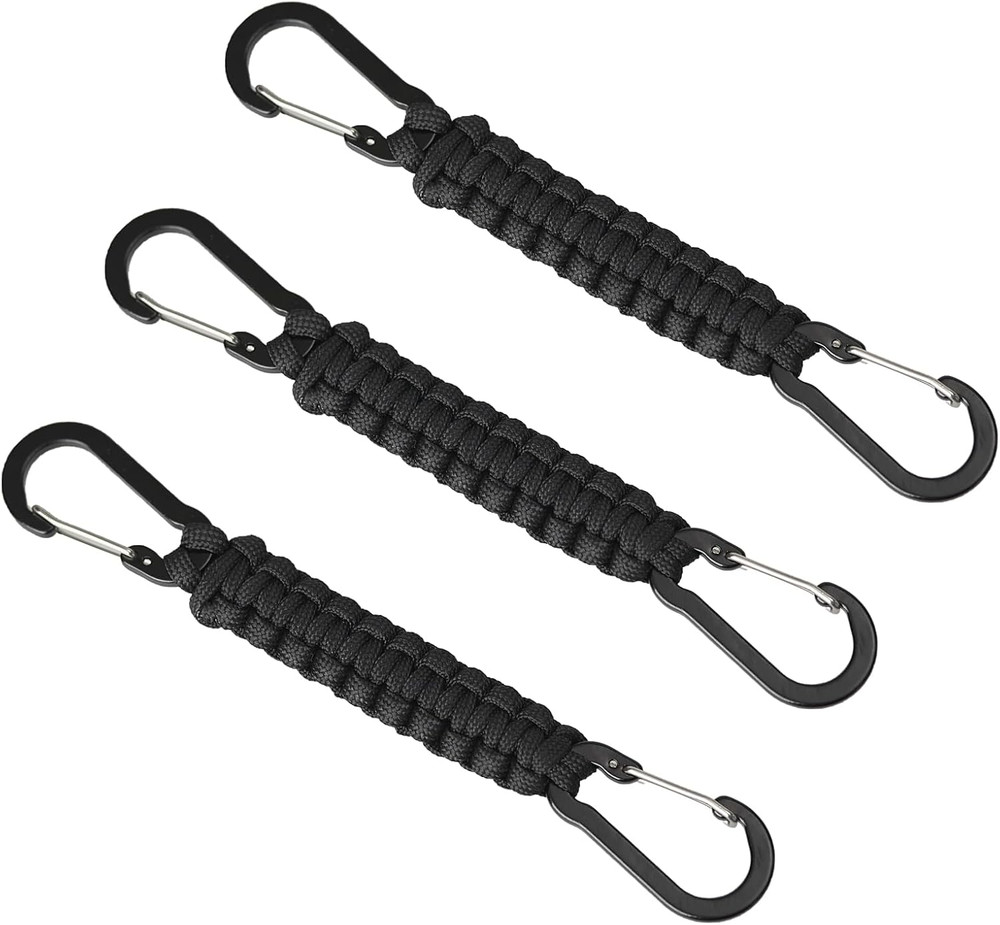 Paracord Keychain with Carabiner Clips 3 Pack, Small Carabiner Clip D Ring Lanya