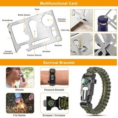 11in1 Emergency Survival Kit for Men, Outdoor Gear for Camping Hiking Backpac…