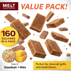 Fire Starter Squares, 160 Pcs – Charcoal Fire Starters for Campfires, Grill, Out