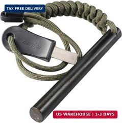 4 Inch Survival Ferrocerium Drilled Flint Fire Starter, Ferro Rod Kit with Parac