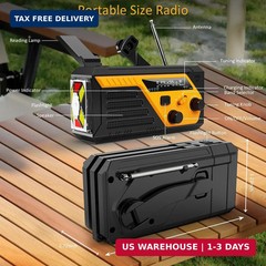 Emergency Radio with 4 Charging Cables, 22000mWh AM FM NOAA Weather Radio, Flash