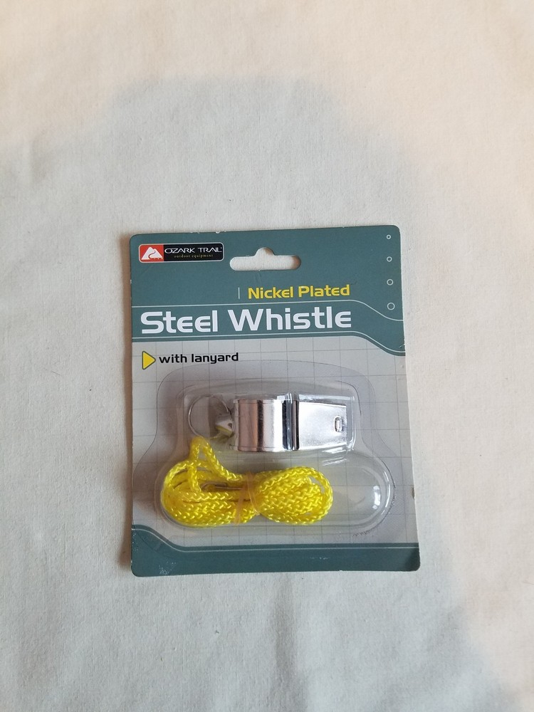Ozark Trail: Nickel Plated Steel Whistle Lanyard New Hiking Sport Utility Tool